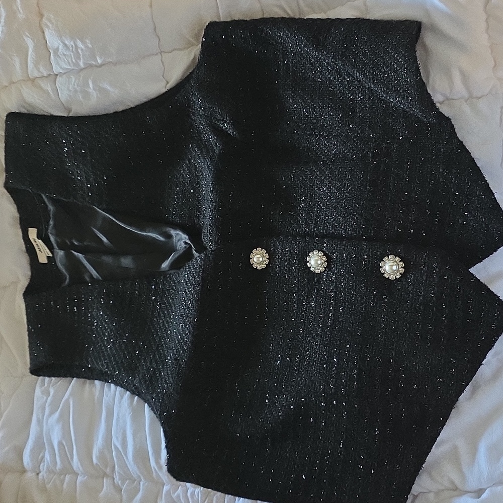 Stunning Jason WU Metallic Tweed Jewel 3 button Vest Size M
